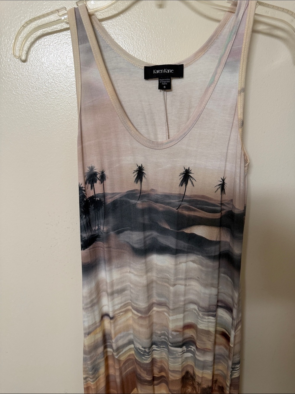 Karen Kane Beige and Black Desert Wave Tank Dress